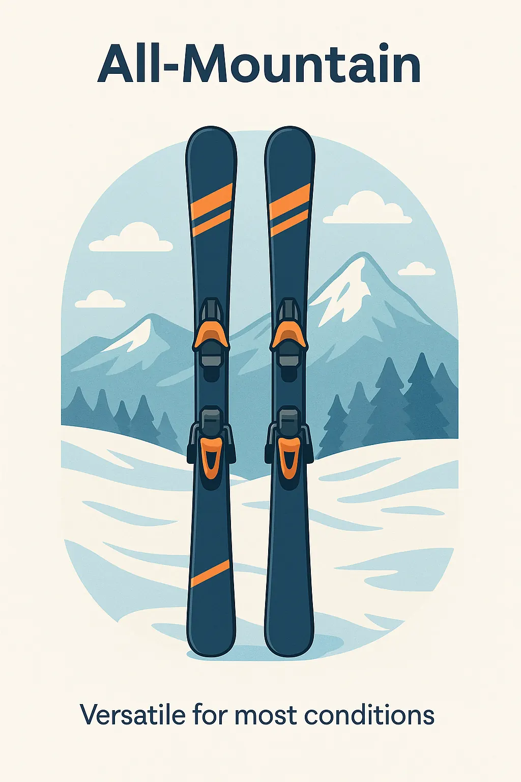 All-mountain skis: balanced radius and waist width