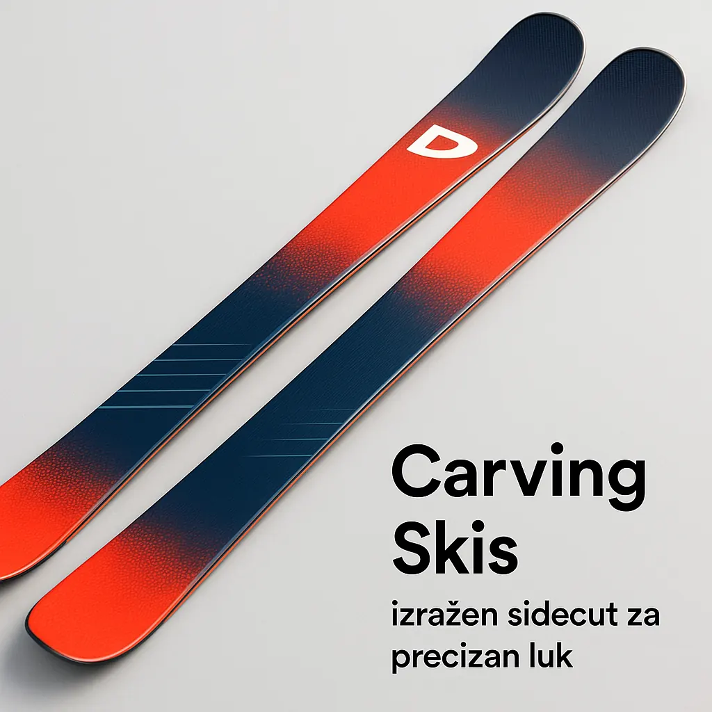 Carving skis: pronounced sidecut for precise arcs