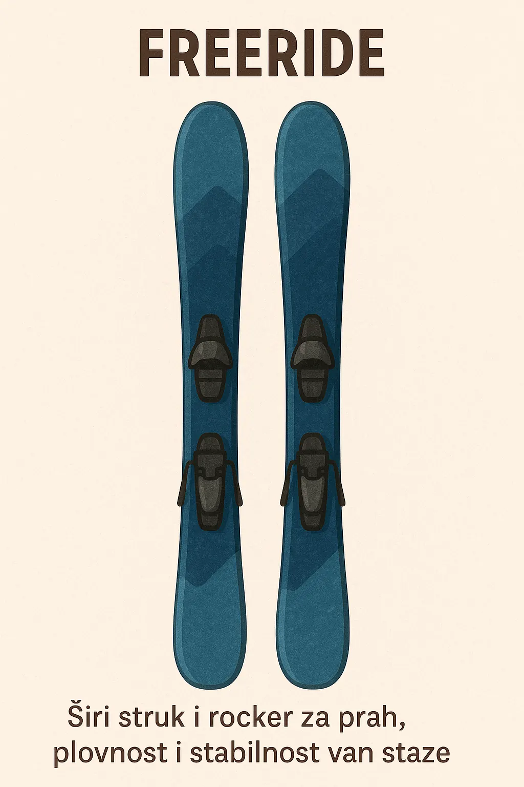 Freeride skis: wider waist and rocker for powder