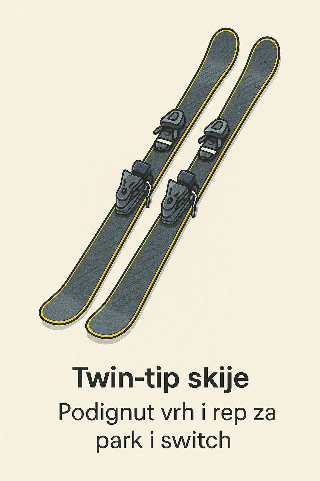 Twin-tip skis: lifted tip and tail for park and switch