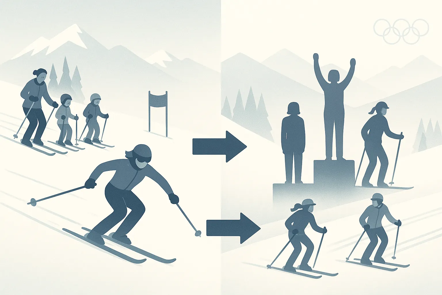 Women pioneers in skiing: Lotte Beck, Christl Cranz and Hanni Wenzel — breaking barriers and shaping ski history.