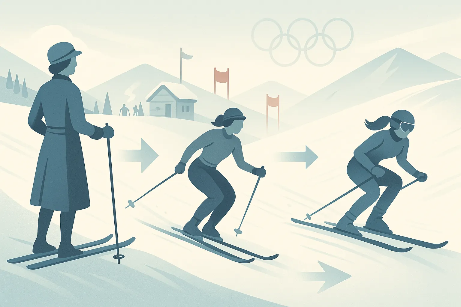 Women pioneers in skiing: Lotte Beck, Christl Cranz and Hanni Wenzel — breaking barriers and shaping ski history.