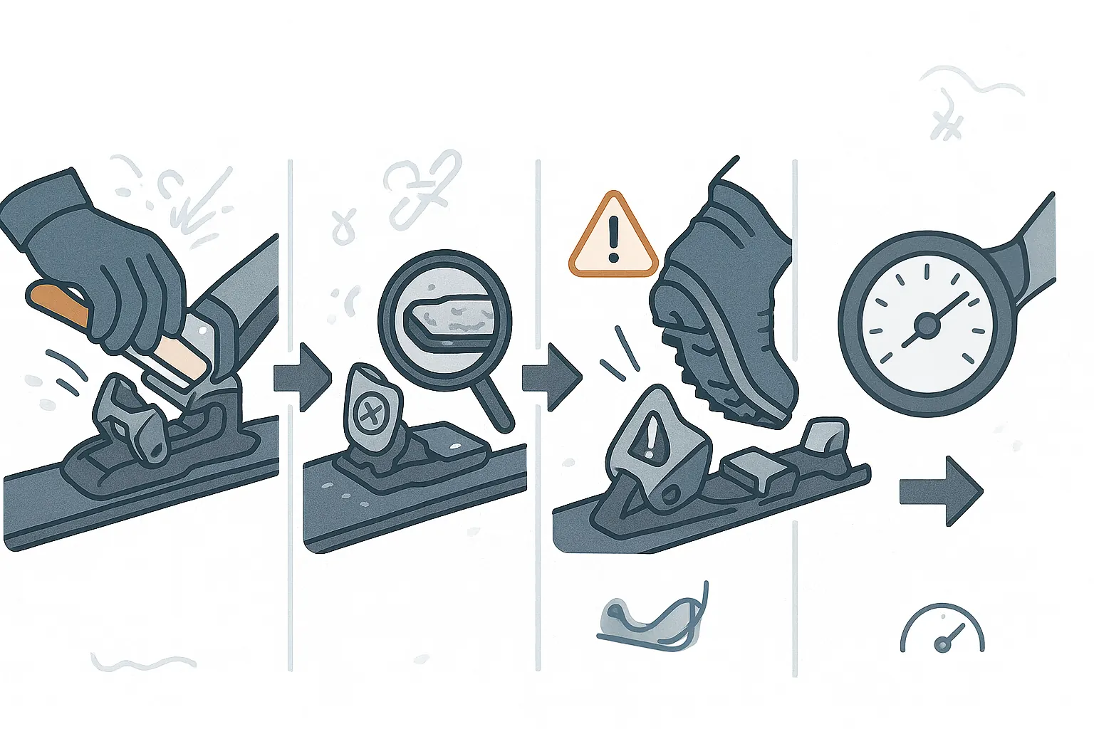 Recognize binding problems: hard release, easy pre-release, boot won’t click, worn AFD—what to check.