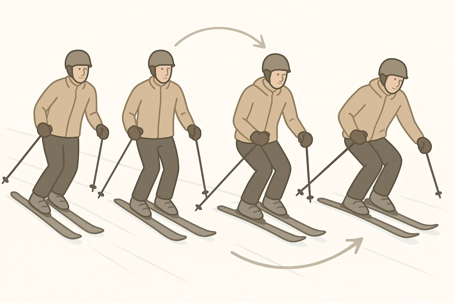 Soft release, quick recenter and early edging to link clean turns without rebound.