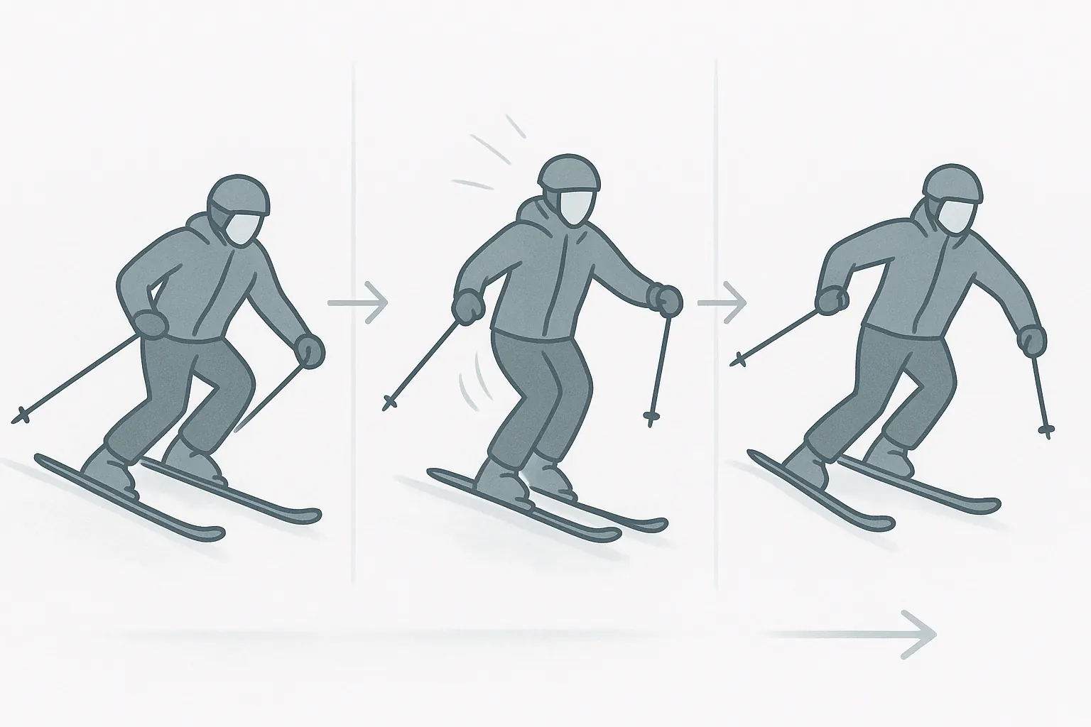 Rebound turns: load at finish, release and change edges quickly for the next short turn.